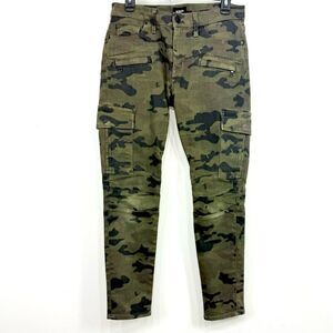 Hudson COLBY Olive Green Camo Multi Pocket Moto Ankle Skinny Cargo Jeans